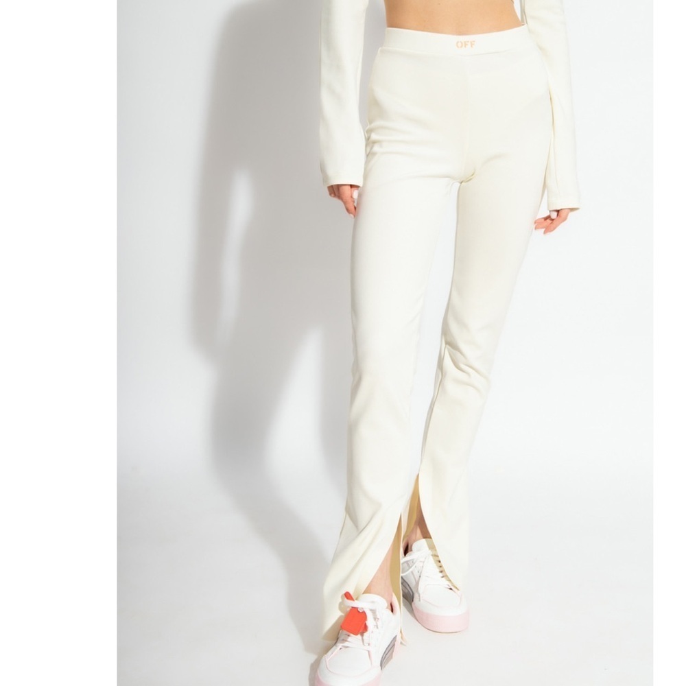 New Off-White Sleek Split Flare Leggings in Off-White Size 40